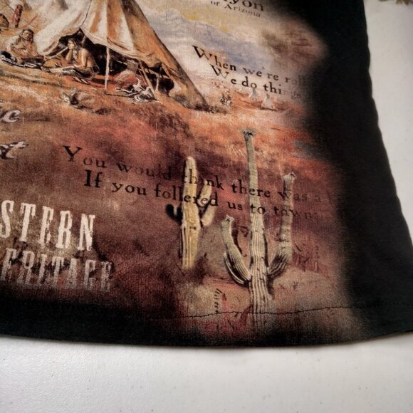 Vintage Y2K Arizona Shirt Medium Grand Canyon Native American Teepee Bling - Picture 8 of 15
